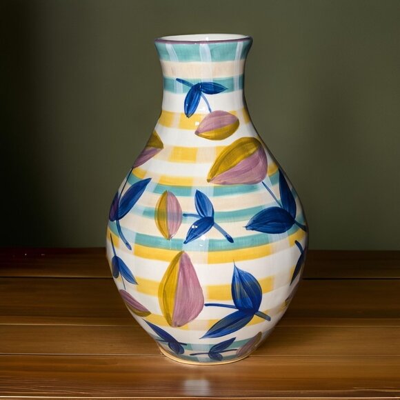 Retired 11" Anthropology Multicolor Floral Copen Flower Vase - Picture 1 of 5